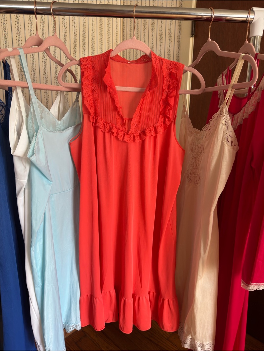 Vintage Orange Ruffled Nightgown - Picture 1 of 8